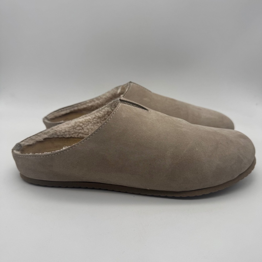 Garnet Hill Suede Leather Clogs Mules Slides Shearling Lined Made in Italy